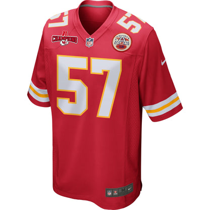 Truman Jones 57 Kansas City Chiefs AFC Champions Patch Game Men Jersey - Red