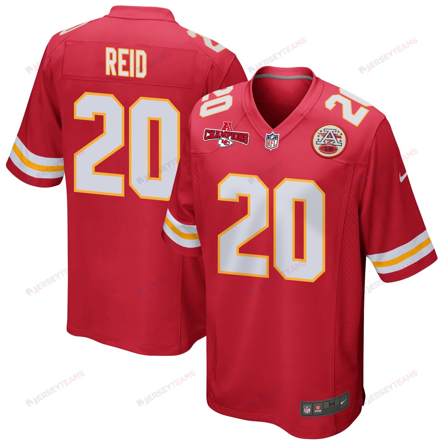 Justin Reid 20 Kansas City Chiefs AFC Champions Patch Game Men Jersey - Red