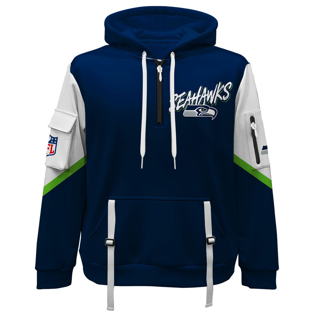 NFL Seattle Seahawks X Super Bowl Champions Gold Ring Quarter Zip Hoodie