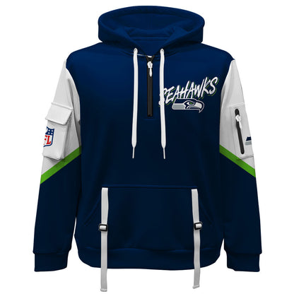 NFL Seattle Seahawks X Super Bowl Champions Gold Ring Quarter Zip Hoodie