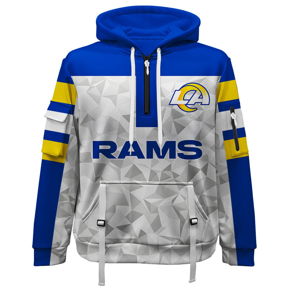 NFL Los Angeles Rams Game Day Essential White/Blue Quarter Zip Hoodie