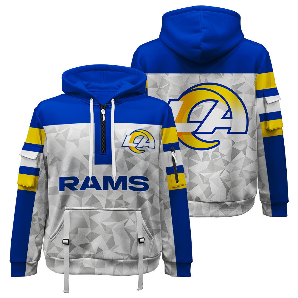 NFL Los Angeles Rams Game Day Essential White/Blue Quarter Zip Hoodie