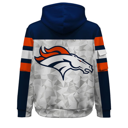 NFL Denver Broncos Game Day Essential White/Navy Quarter Zip Hoodie