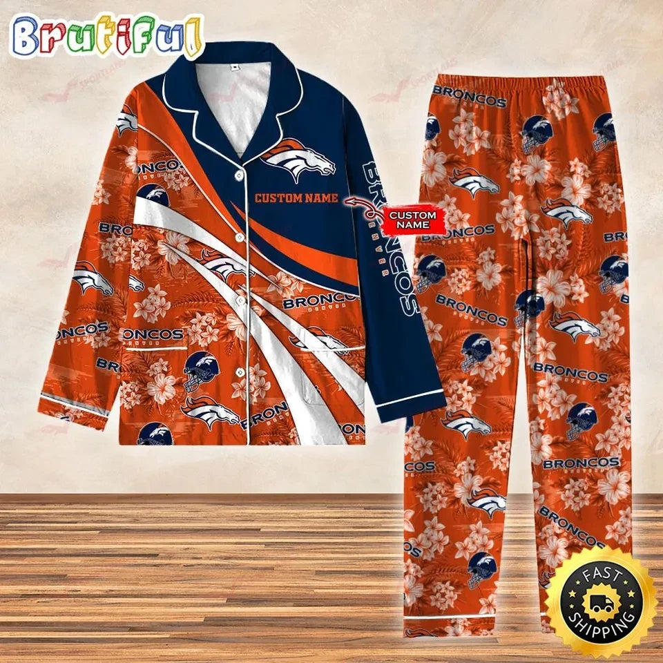 Denver Broncos 3D Personalized Pajamas Set with Custom Name Printed