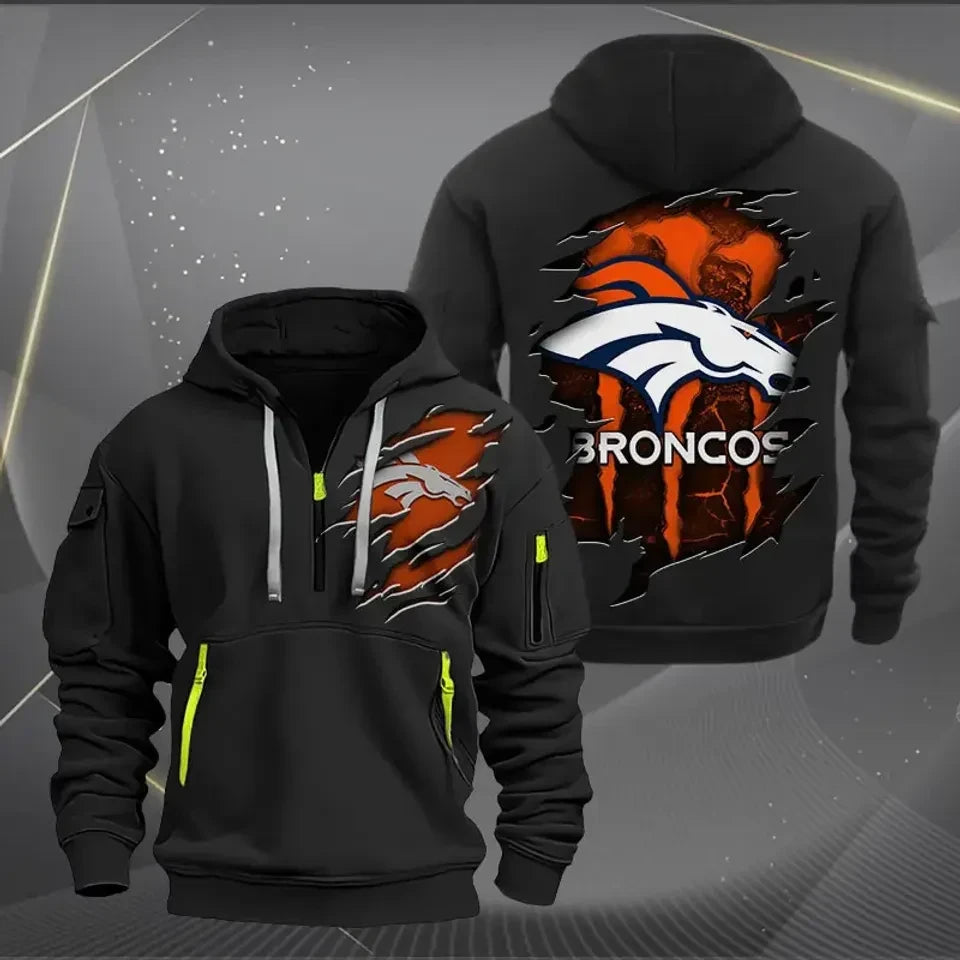 Denver Broncos Rip‑Through Logo Burst Dynamic Hoodie