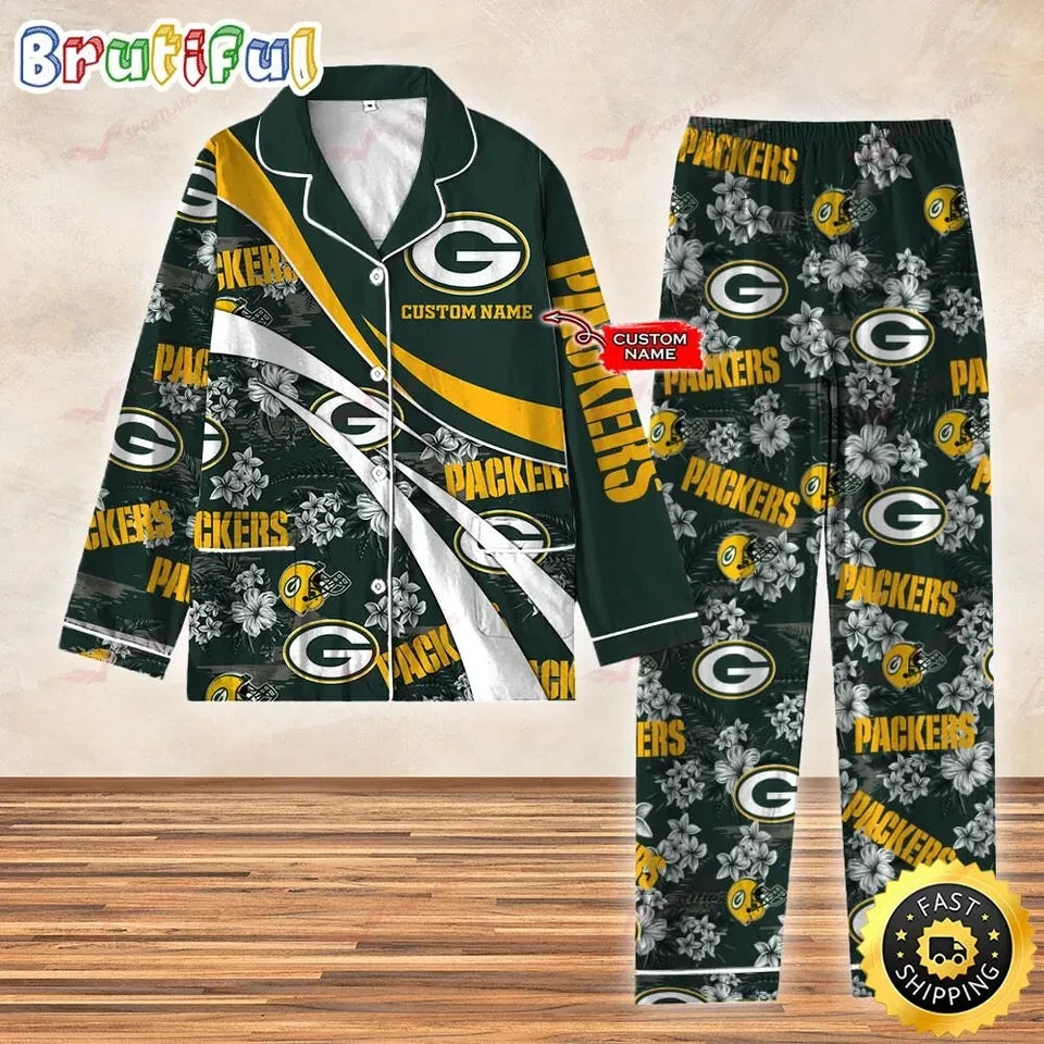 Green Bay Packers Personalized Pajamas Set with Custom Name Printed