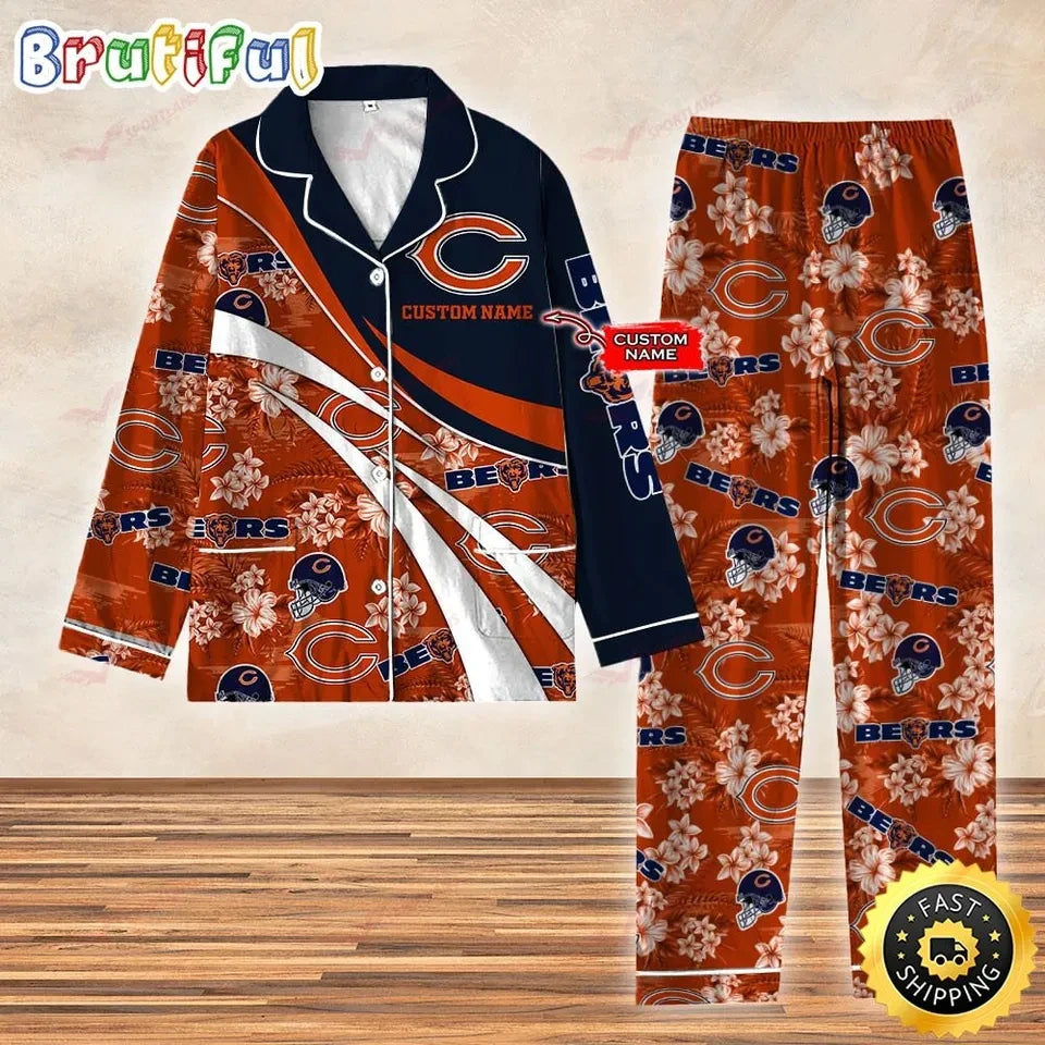 Chicago Bears 3D Personalized Pajamas Set with Custom Name Printed