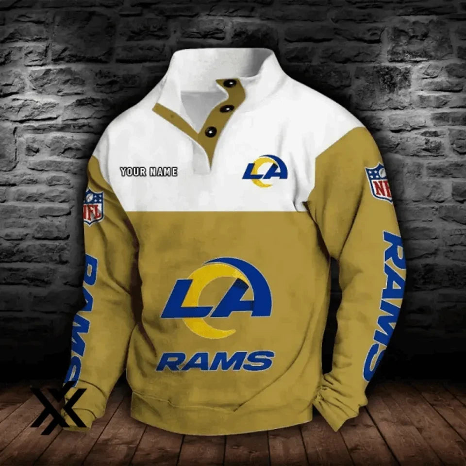 Los Angeles Rams Bold Front Crest Edition 3D Stand-Up Collar Sweatshirt