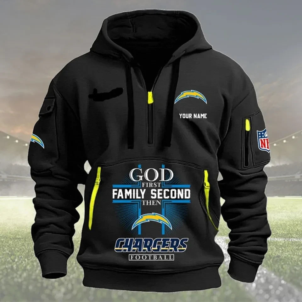 Los Angeles Chargers Black Personalized 3D Print Apparel Dynamic Hoodie
