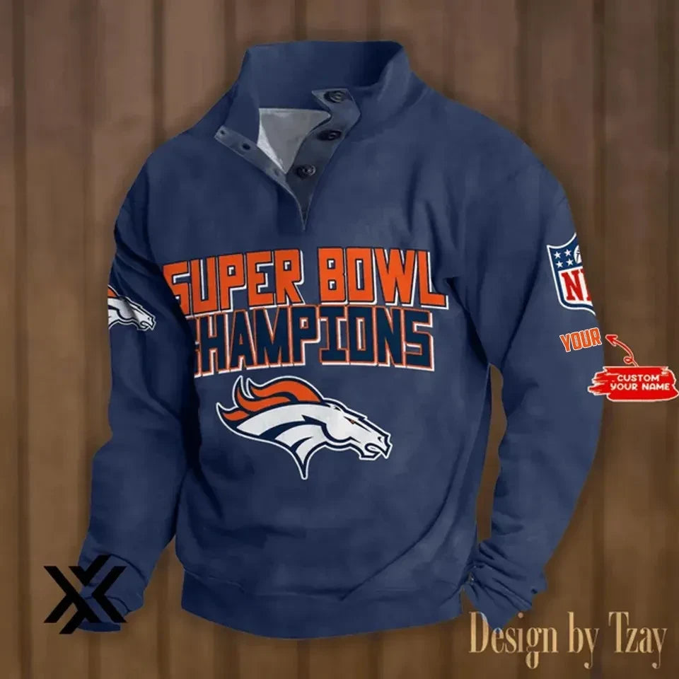 Denver Broncos Super Bowl Champions 3D Stand-Up Collar Sweatshirt