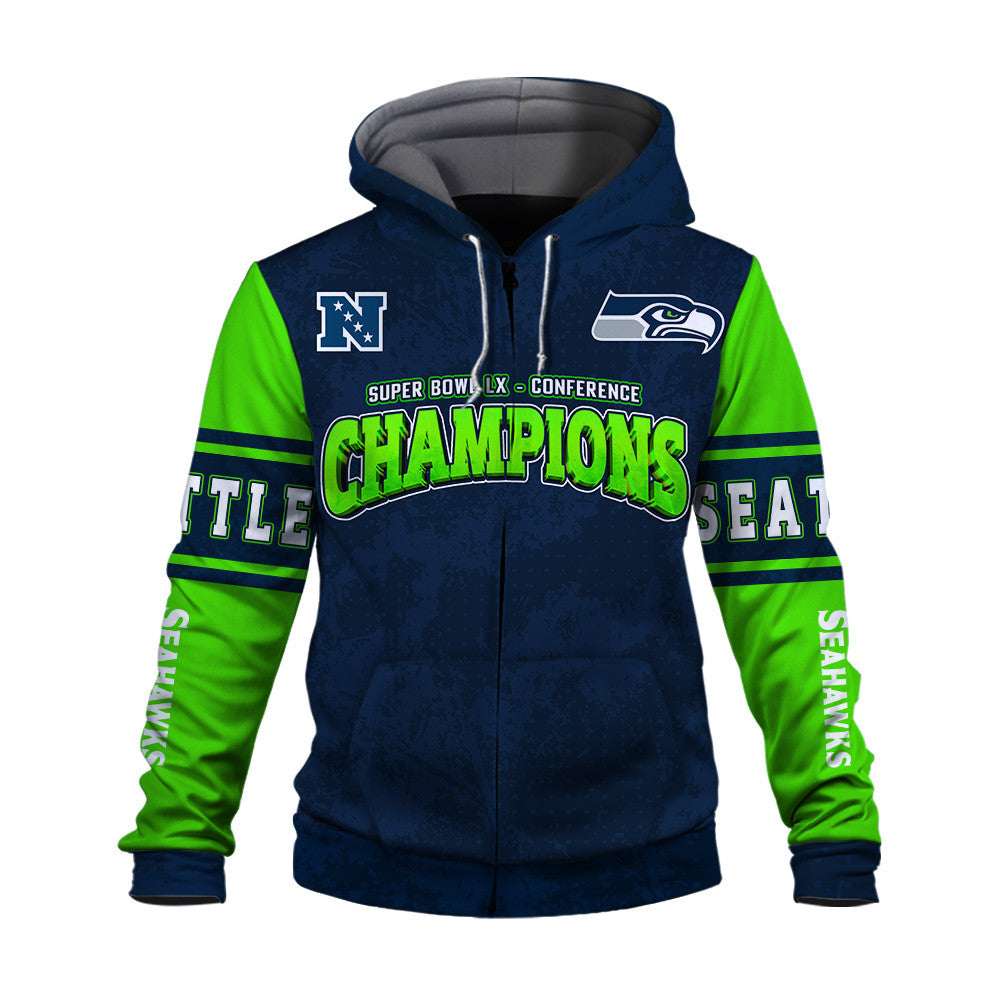 Seattle Seahawks Championship Glow Edition Zip Hoodie