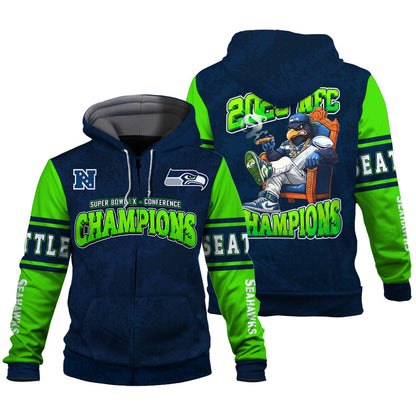 Seattle Seahawks Championship Glow Edition Zip Hoodie
