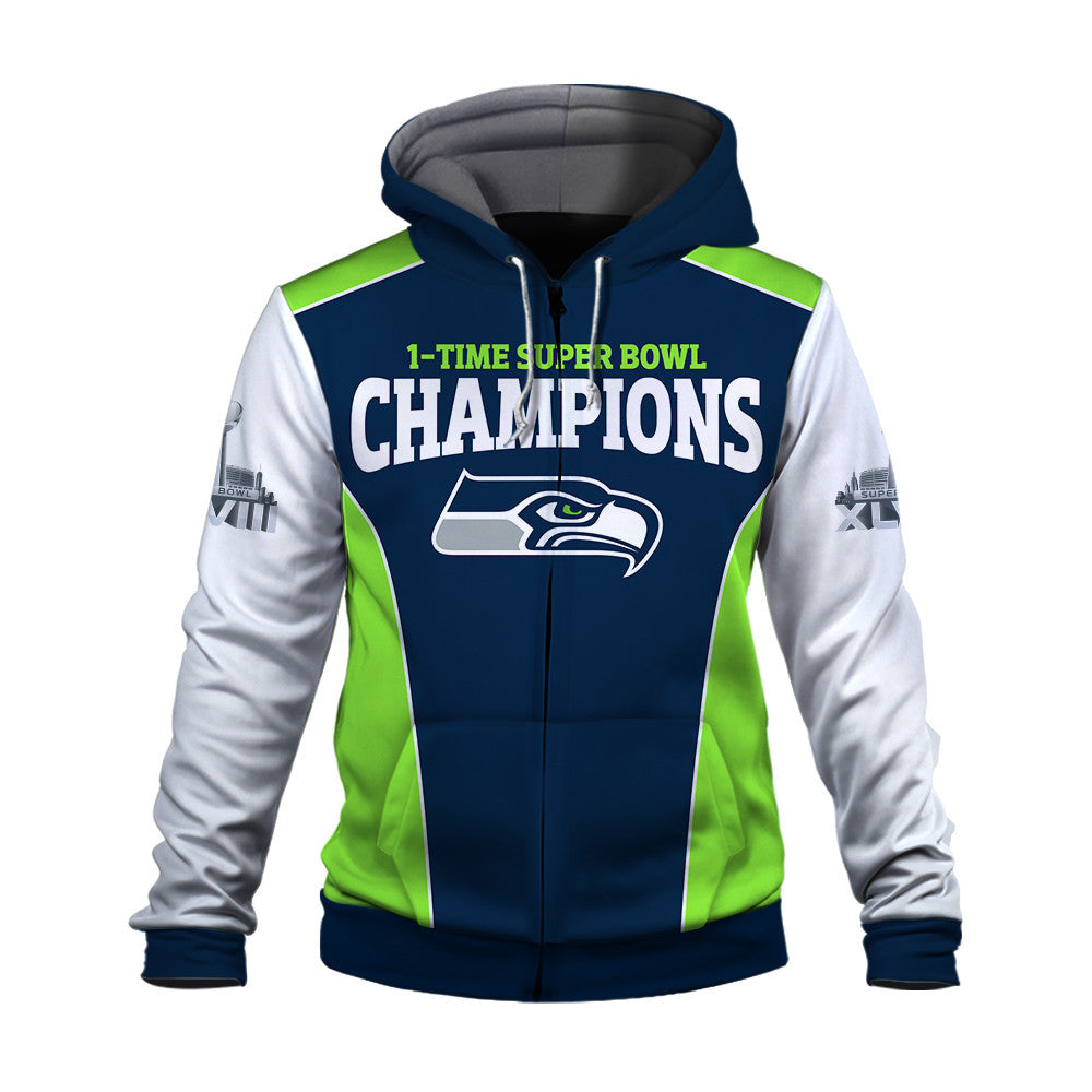 Seattle Seahawks The Pinnacle Of Sports Mascot Art Zip Hoodie