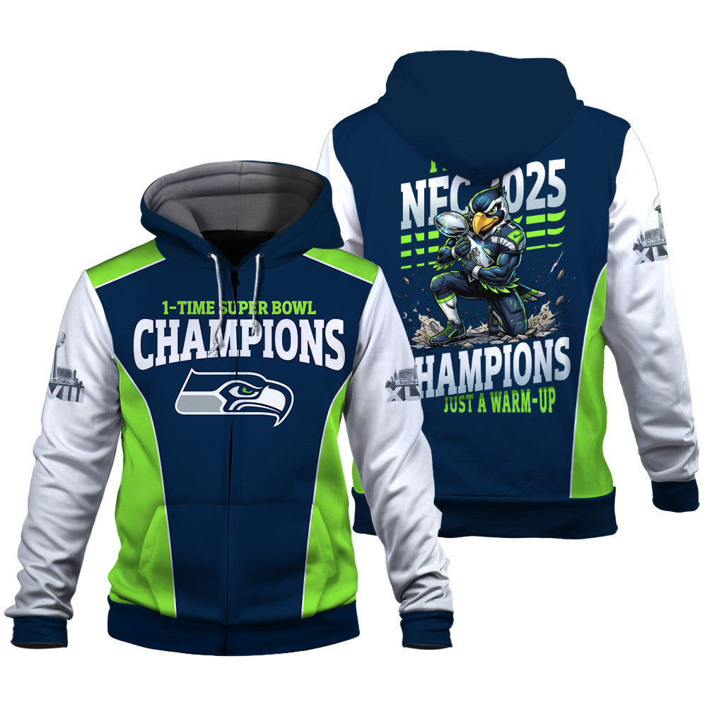 Seattle Seahawks The Pinnacle Of Sports Mascot Art Zip Hoodie