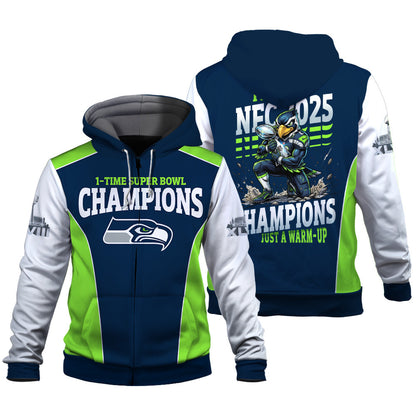 Seattle Seahawks The Pinnacle Of Sports Mascot Art Zip Hoodie