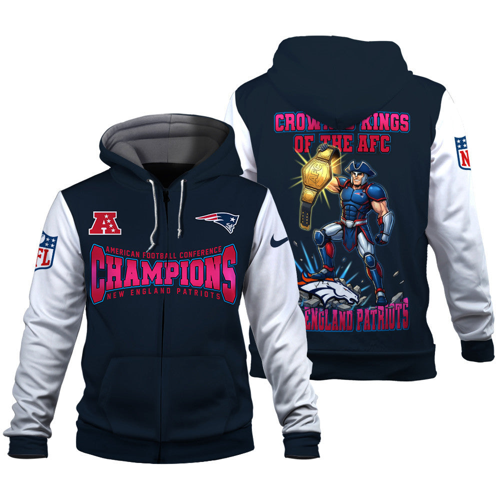 New England Patriots Crowned Kings Of The AFC Zip Hoodie
