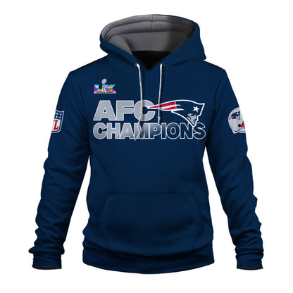 New England Patriots AFC Champions 2025 – Fiery Lightning Hoodie