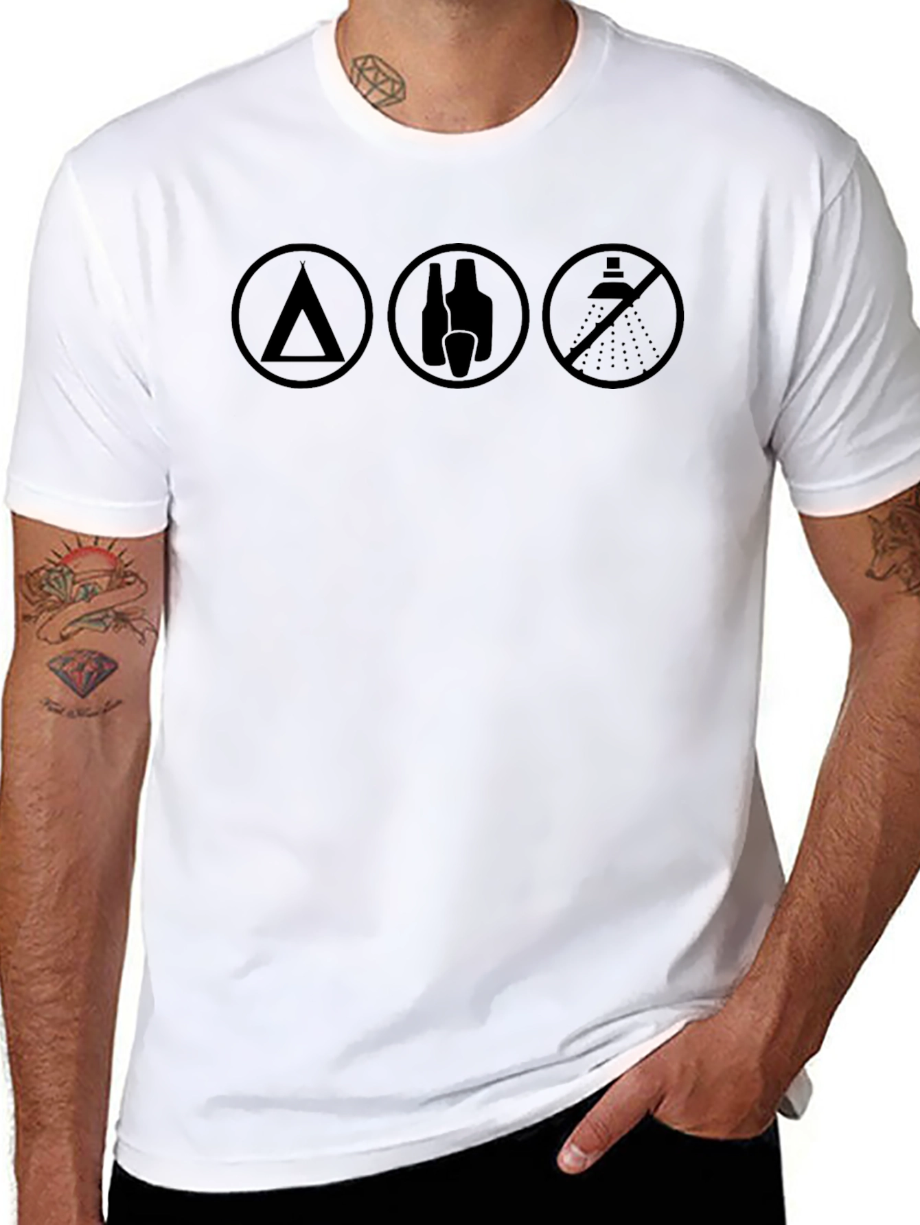 Camp Drink No Shower - Black T-Shirt
