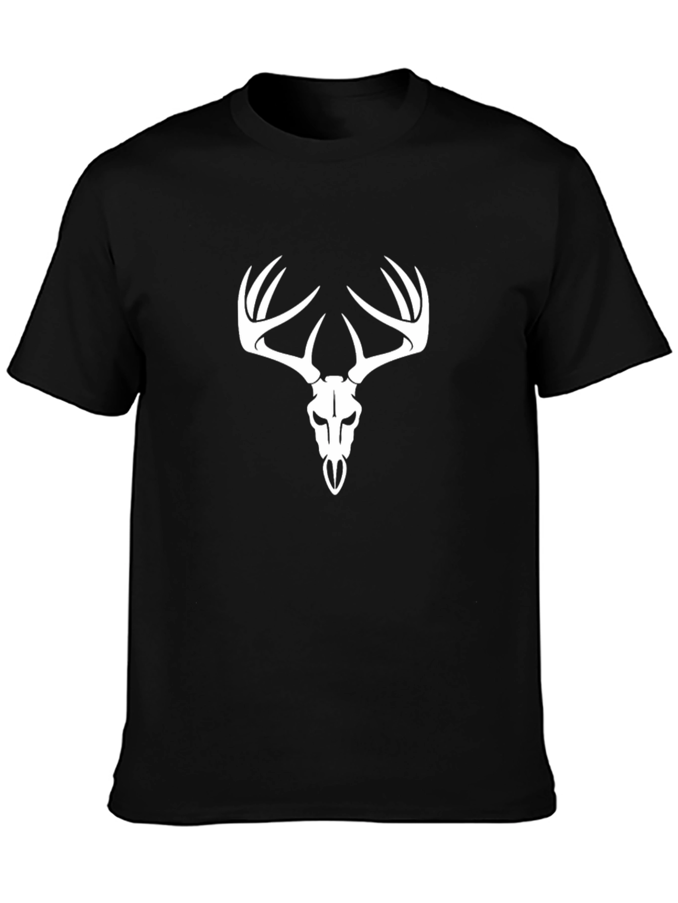 Mens Black T-Shirt with Deer Skull Design