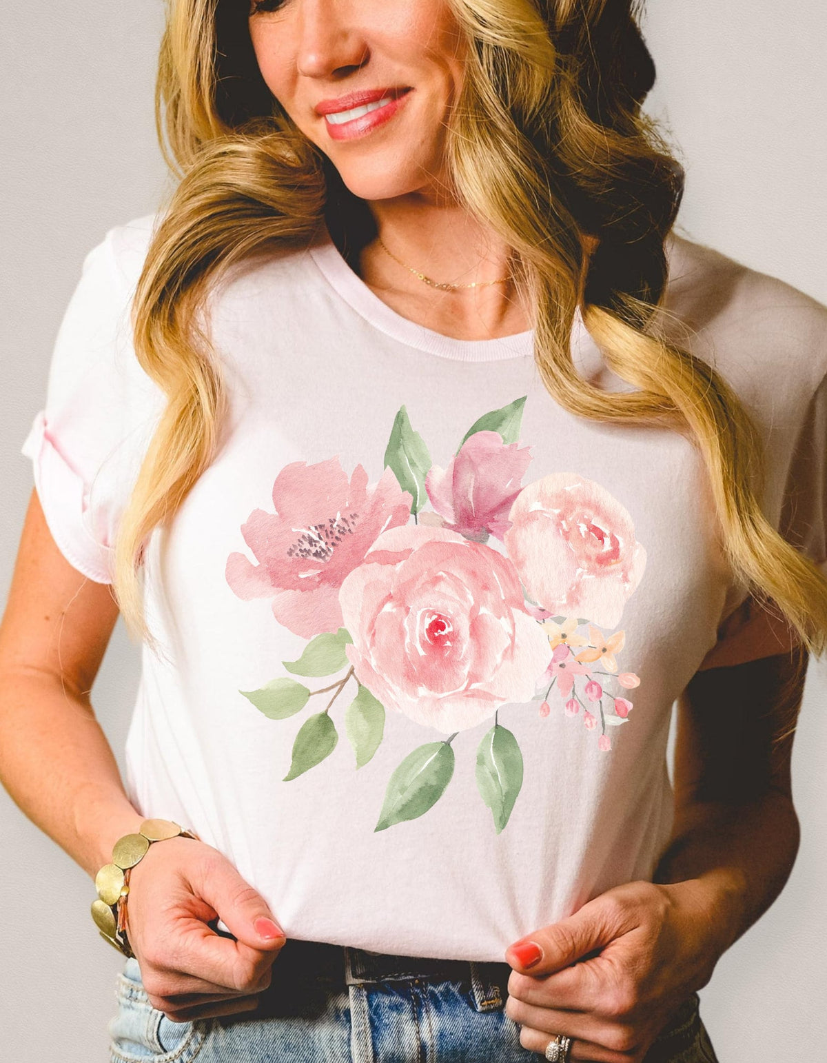 Watercolor Flower T-Shirt, Floral Jersey Tee, Mother's Day Gift