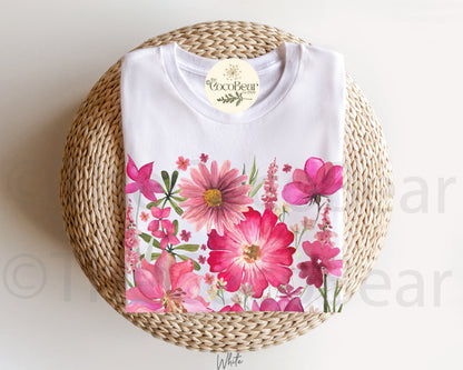 Pressed Flowers Tshirt, Boho Wildflowers Cottagecore Shirt, Oversized Vintage Botanical Tee, Pastel Floral Nature Shirt, Garden Lover Gift