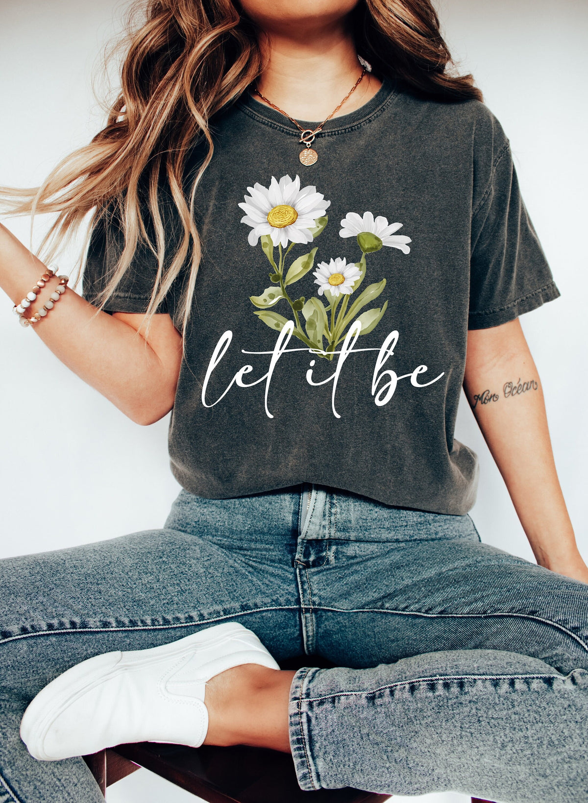 Daisy 'Let it Be' Shirt: Wildflower Graphic Tee