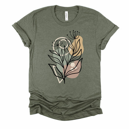 Abstract Floral Tee: Modern Botanical Bella + Canvas Shirt
