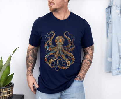 Octopus Shirt Vintage Flower Patterns Floral Octopus T-Shirt Scuba Diving Tee Scuba Diver Ocean Animal Lover Octopus Gifts Tshirt