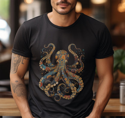 Octopus Shirt Vintage Flower Patterns Floral Octopus T-Shirt Scuba Diving Tee Scuba Diver Ocean Animal Lover Octopus Gifts Tshirt