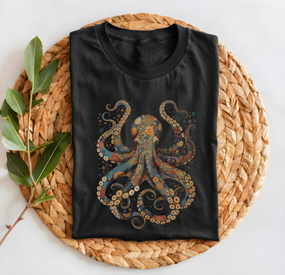 Octopus Shirt Vintage Flower Patterns Floral Octopus T-Shirt Scuba Diving Tee Scuba Diver Ocean Animal Lover Octopus Gifts Tshirt