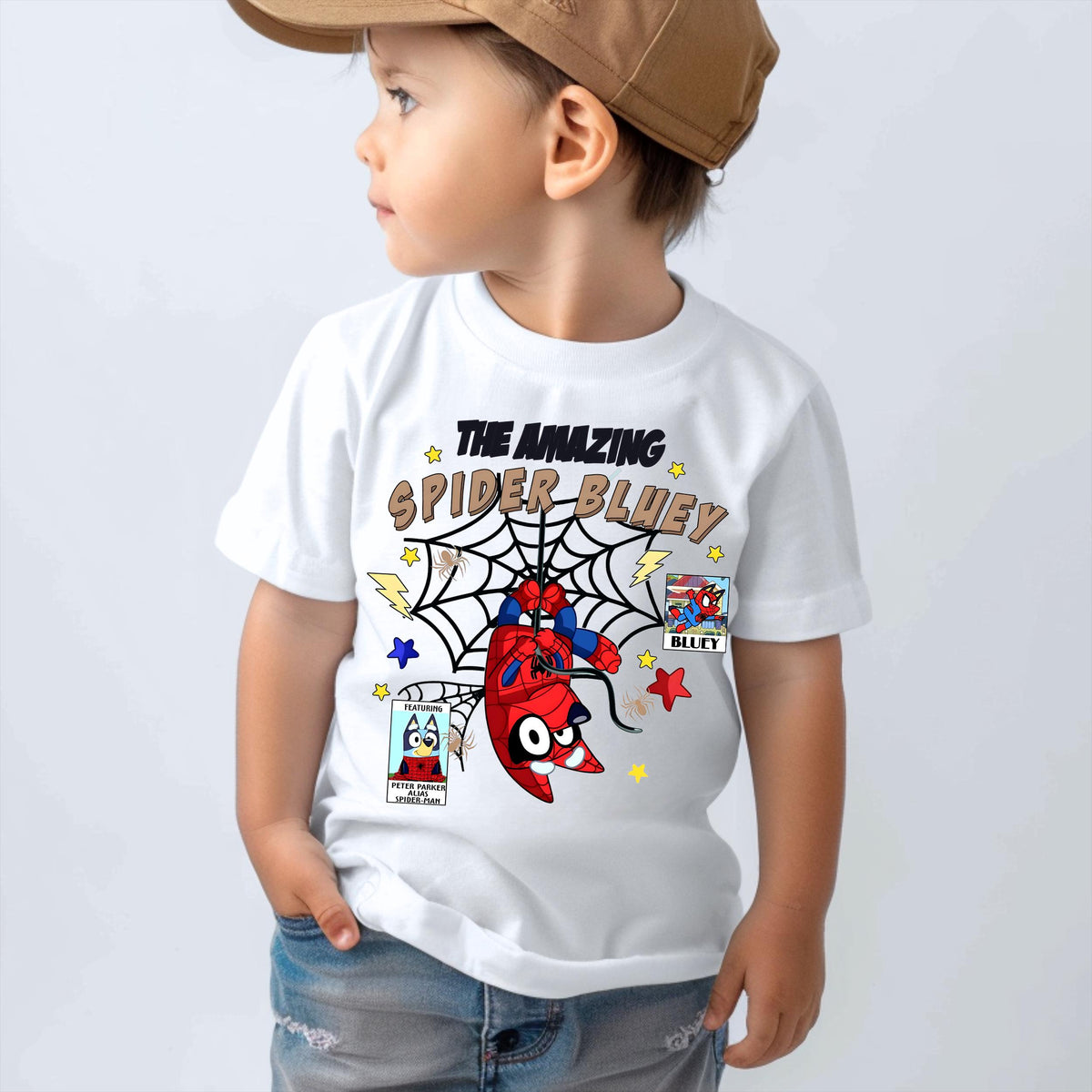 Spider Blue Tshirt, Blue Dog Tee, Spider Toddler Tee, Blue Family Matching Shirt, Blue Dog Boy Shirt  Funny Cartoon Tee Trendy Gifts for Boy