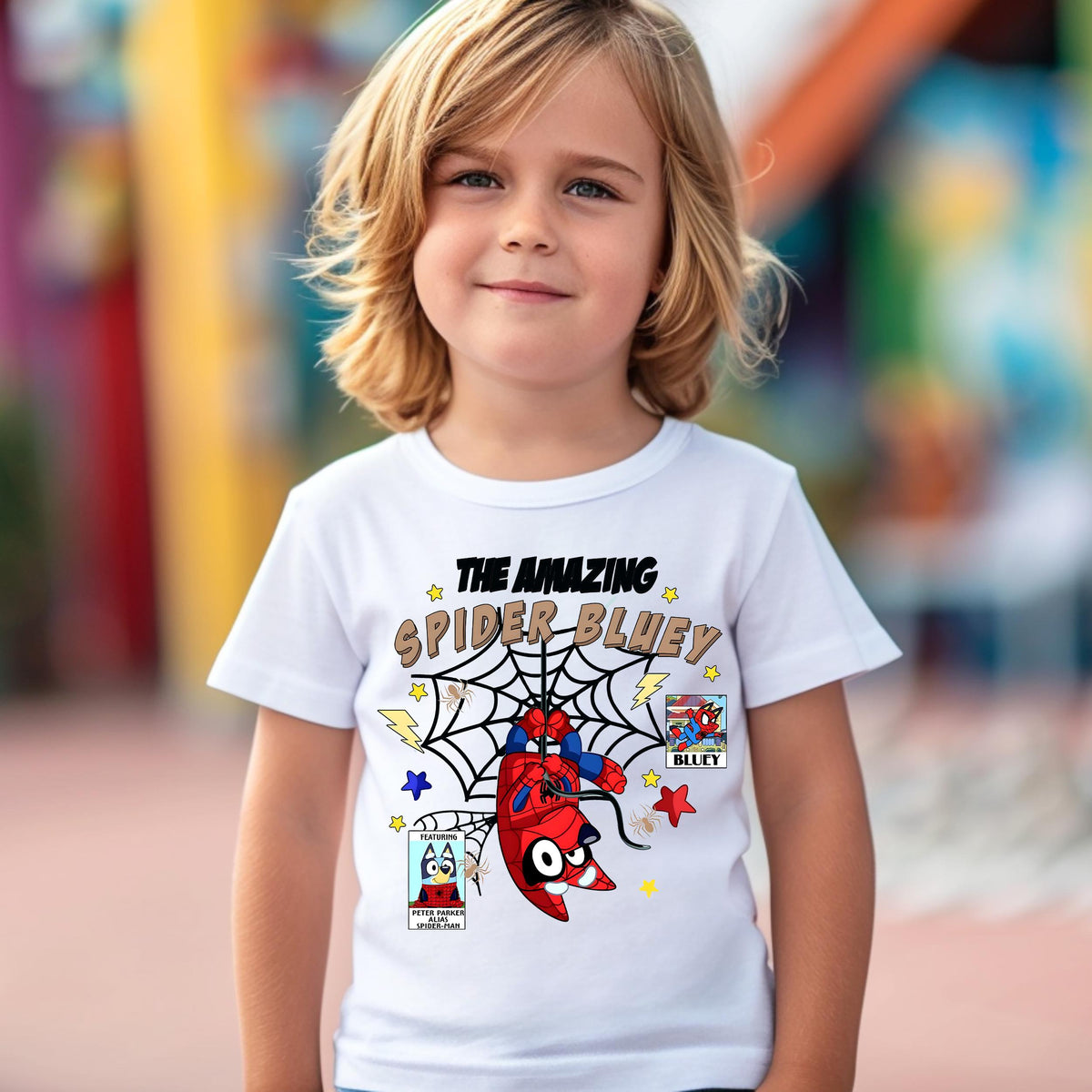 Spider Blue Tshirt, Blue Dog Tee, Spider Toddler Tee, Blue Family Matching Shirt, Blue Dog Boy Shirt  Funny Cartoon Tee Trendy Gifts for Boy