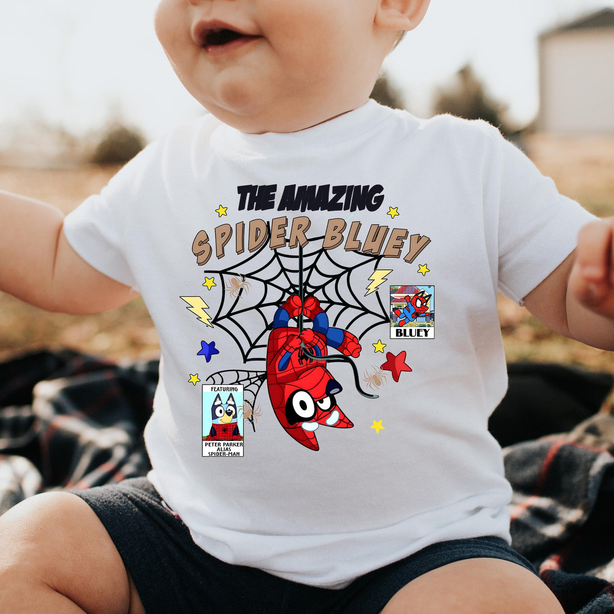 Spider Blue Tshirt, Blue Dog Tee, Spider Toddler Tee, Blue Family Matching Shirt, Blue Dog Boy Shirt  Funny Cartoon Tee Trendy Gifts for Boy