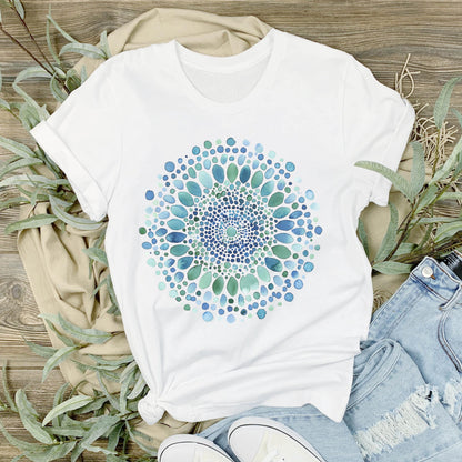 Watercolor Mandala T-Shirt, Boho Geometric Tee, Artistic Abstract Shirt, Hippie Mandala Tee, Spiritual Yoga Shirt
