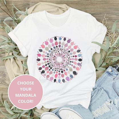 Watercolor Mandala T-Shirt, Boho Geometric Tee, Artistic Abstract Shirt, Hippie Mandala Tee, Spiritual Yoga Shirt