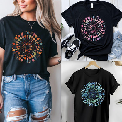 Watercolor Mandala T-Shirt, Boho Geometric Tee, Artistic Abstract Shirt, Hippie Mandala Tee, Spiritual Yoga Shirt