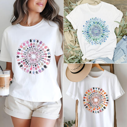 Watercolor Mandala T-Shirt, Boho Geometric Tee, Artistic Abstract Shirt, Hippie Mandala Tee, Spiritual Yoga Shirt