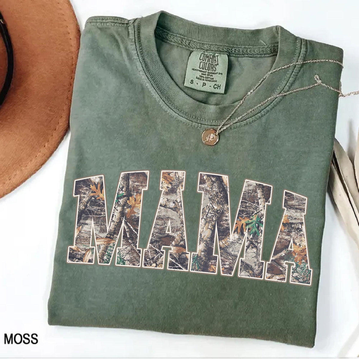 Comfort Colors® Hunting Mama T-Shirt, Camo Mama Shirt, Mother's Day Gift, Camouflage Mama T-Shirt, Varsity Mama Shirt, Retro Mam Shirt