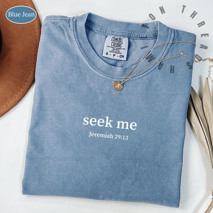 Jeremiah 29:13 Christian Shirt, Minimal Seek The Lord T-shirt, Jesus Mom Shirt, Comfort Colors Trendy Religious Tee For Women and Teens