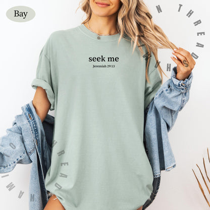 Jeremiah 29:13 Christian Shirt, Minimal Seek The Lord T-shirt, Jesus Mom Shirt, Comfort Colors Trendy Religious Tee For Women and Teens