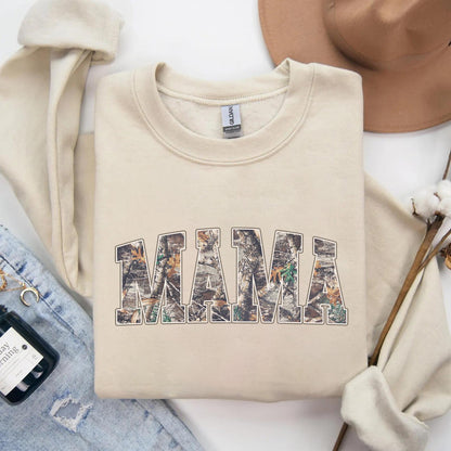 Comfort Colors® Hunting Mama T-Shirt, Camo Mama Shirt, Mother's Day Gift, Camouflage Mama T-Shirt, Varsity Mama Shirt, Retro Mam Shirt