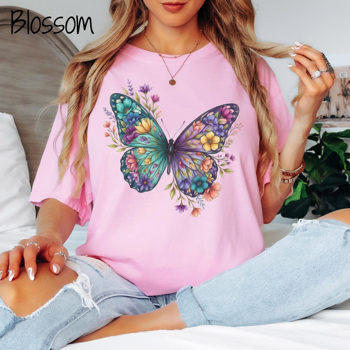 Comfort Colors® Floral Butterfly Shirt, Animal Lover Tee, Butterfly T Shirts, Trendy Tee, Gift for Her, Butterfly Lover T-Shirt, Flower Tee