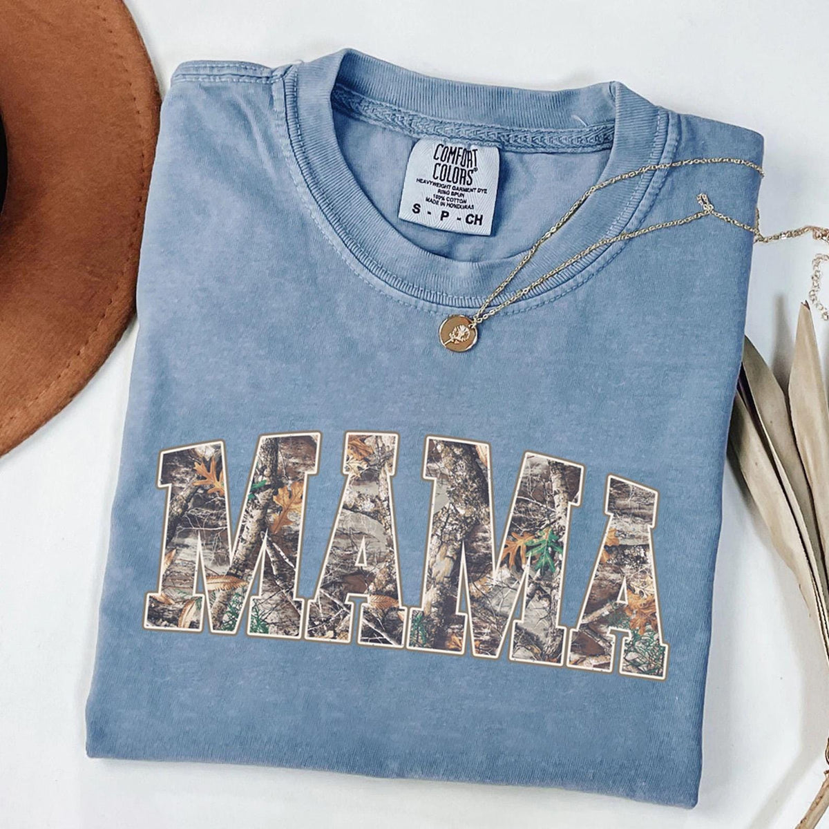 Comfort Colors® Hunting Mama T-Shirt, Camo Mama Shirt, Mother's Day Gift, Camouflage Mama T-Shirt, Varsity Mama Shirt, Retro Mam Shirt