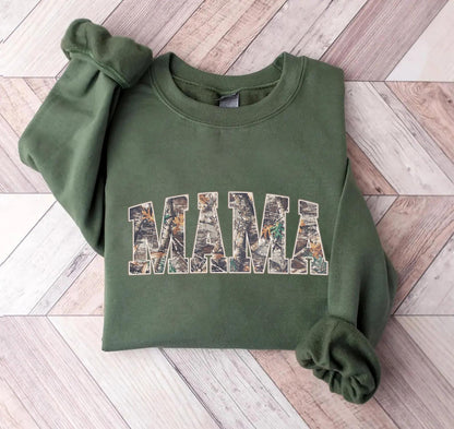 Comfort Colors® Hunting Mama T-Shirt, Camo Mama Shirt, Mother's Day Gift, Camouflage Mama T-Shirt, Varsity Mama Shirt, Retro Mam Shirt