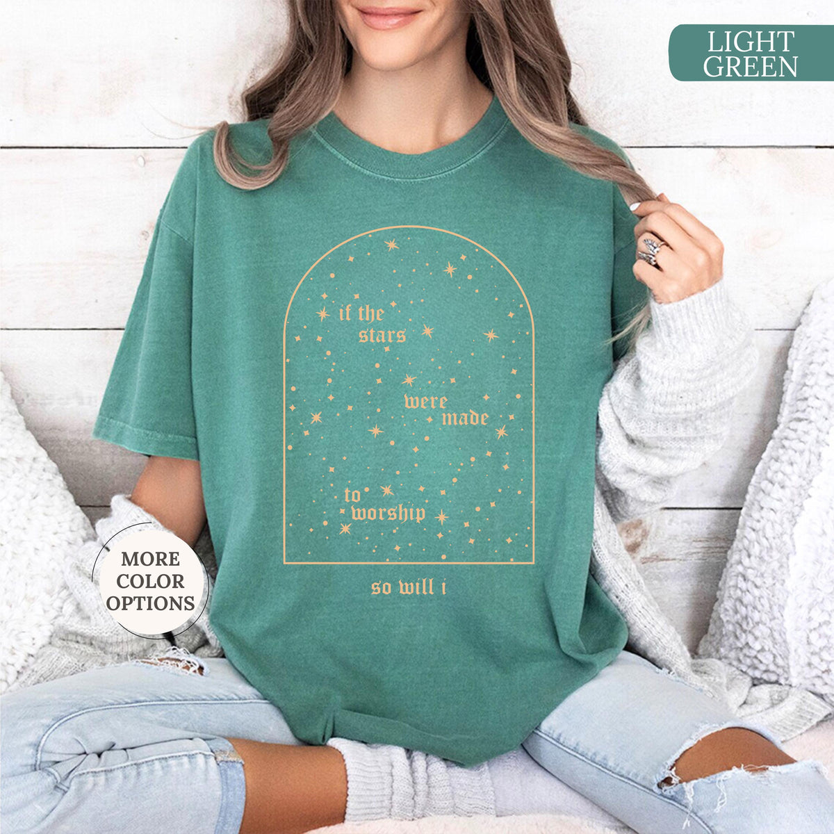 Comfort Colors® Christian Shirt, If The Stars Were Made To Worship So Will I Shirt, Boho Bible Verse Tee, Religious Gifts, Faith Apparel
