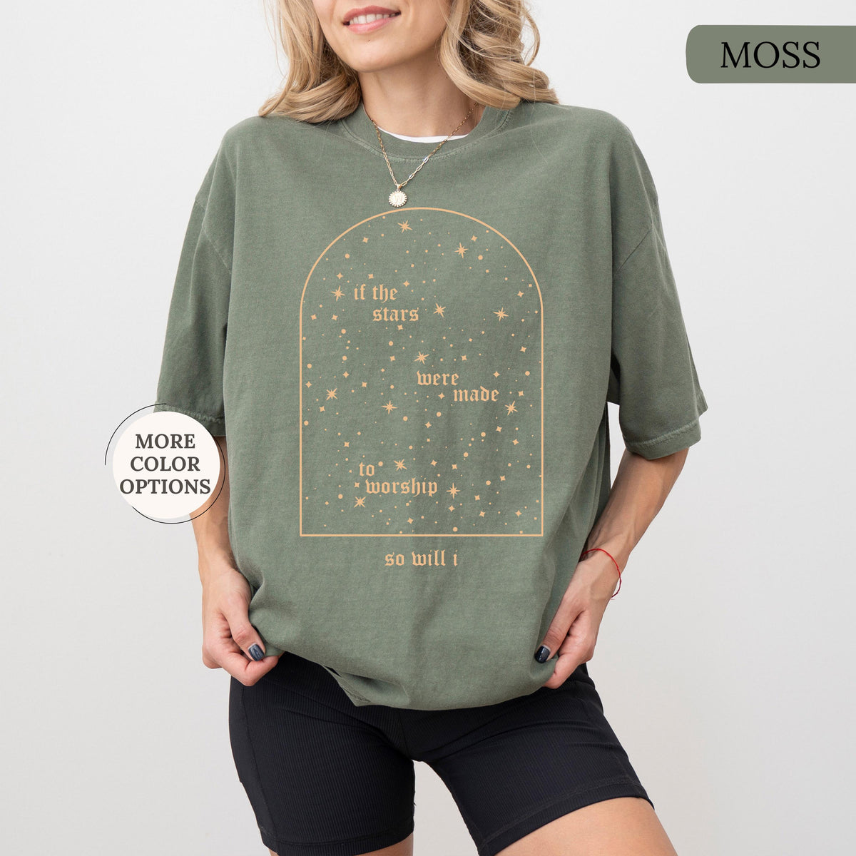 Comfort Colors® Christian Shirt, If The Stars Were Made To Worship So Will I Shirt, Boho Bible Verse Tee, Religious Gifts, Faith Apparel