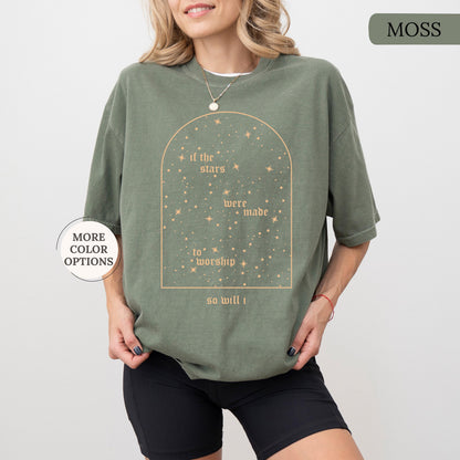 Comfort Colors® Christian Shirt, If The Stars Were Made To Worship So Will I Shirt, Boho Bible Verse Tee, Religious Gifts, Faith Apparel