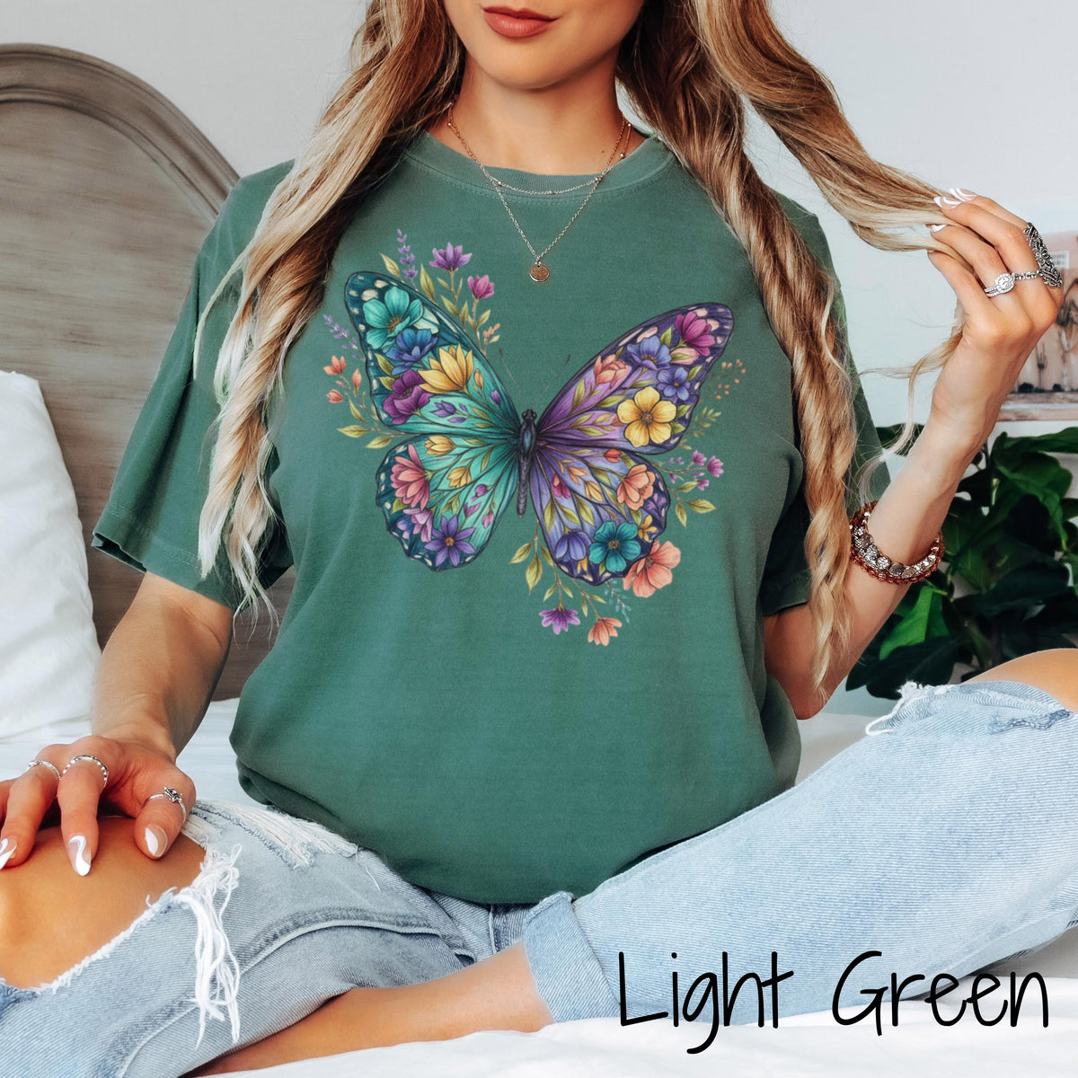 Comfort Colors® Floral Butterfly Shirt, Animal Lover Tee, Butterfly T Shirts, Trendy Tee, Gift for Her, Butterfly Lover T-Shirt, Flower Tee