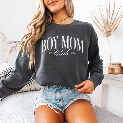 Boy Mom Club Comfort Colors Sweatshirt and T-Shirt, Mama Tee, Mom of Boys T-Shirt, Trendy Mama Sweater, New Mom Crewneck, Gift for Mom