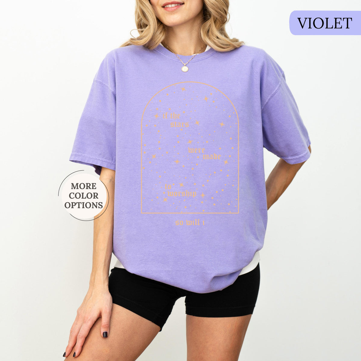 Comfort Colors® Christian Shirt, If The Stars Were Made To Worship So Will I Shirt, Boho Bible Verse Tee, Religious Gifts, Faith Apparel